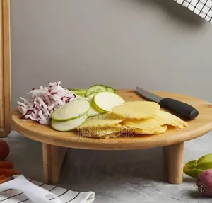 Round, Elevated Bamboo Cutting and Serving Board
