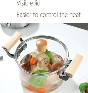 Glass Cooking Pot With Wooden Handle