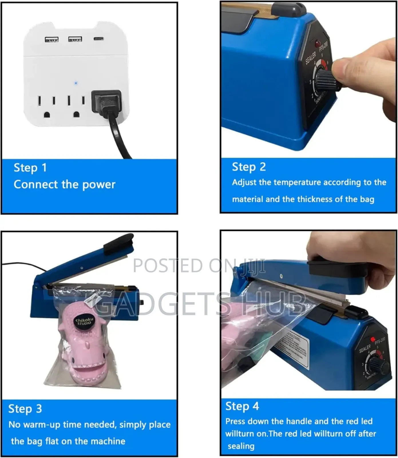 Portable Bag Sealing Machine Heat Sealer Pulse Electric