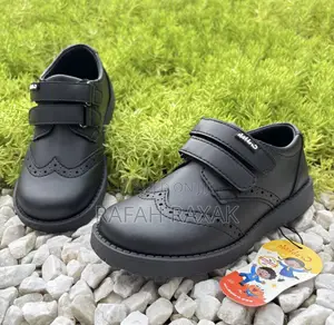 Original Crab Kids Black Leather School Shoes