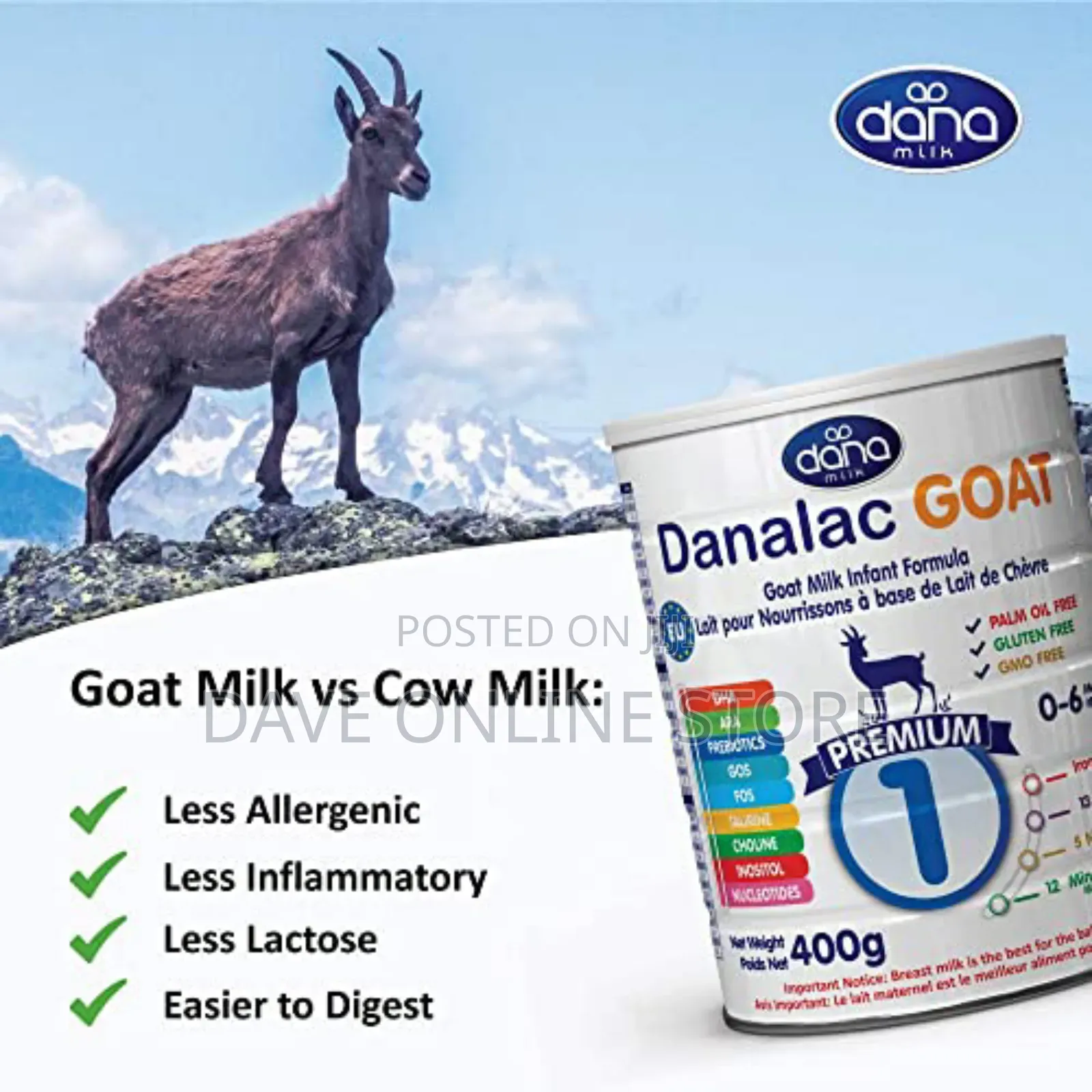 Danalac Goat Milk Infant Formula 400g Stage 1 Baby Milk Powder