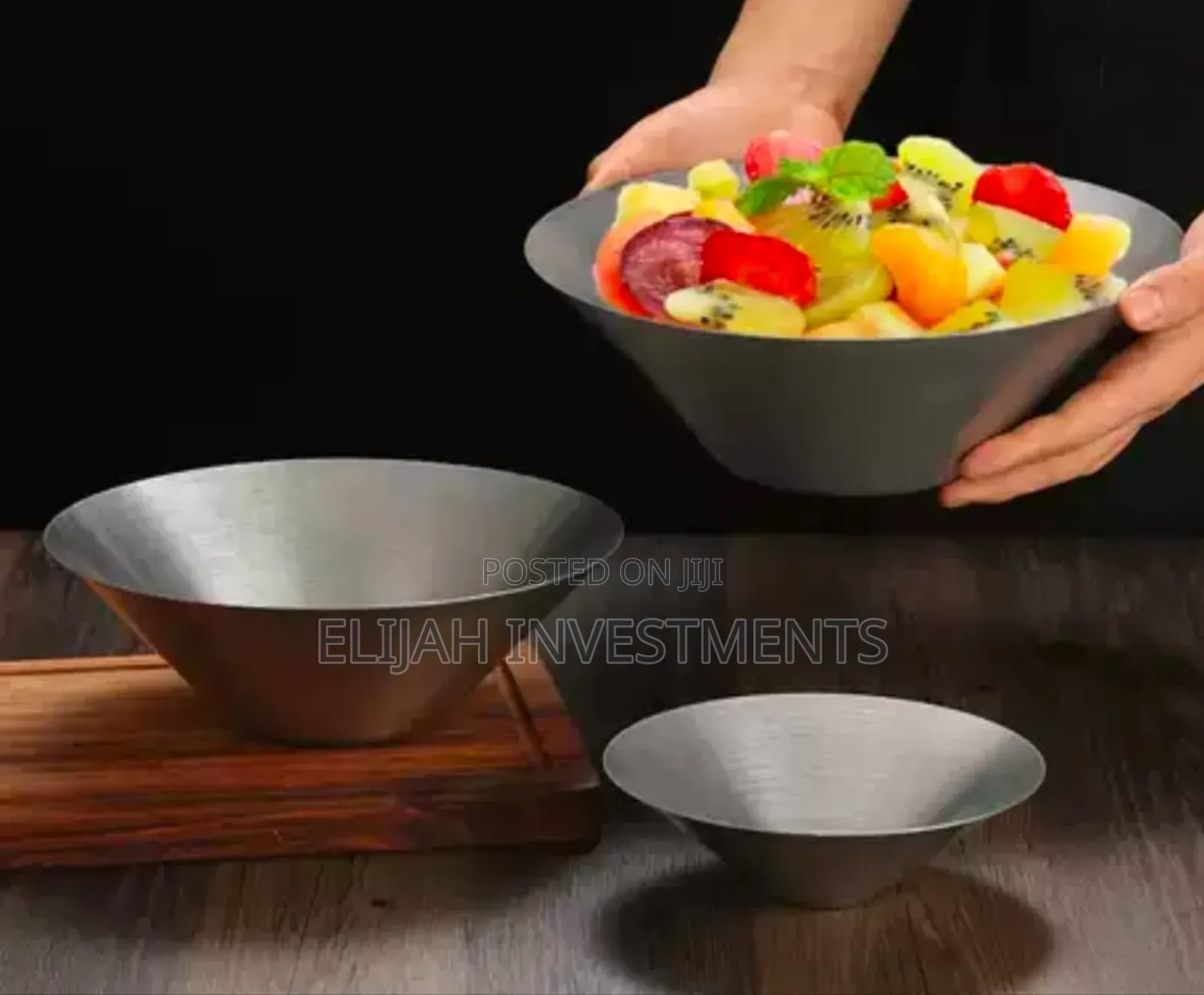 3pcs Conical Stainless Steel Bowls