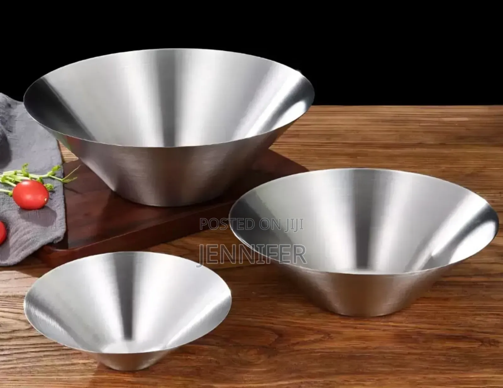 3pcs Conical Stainless Steel Bowls