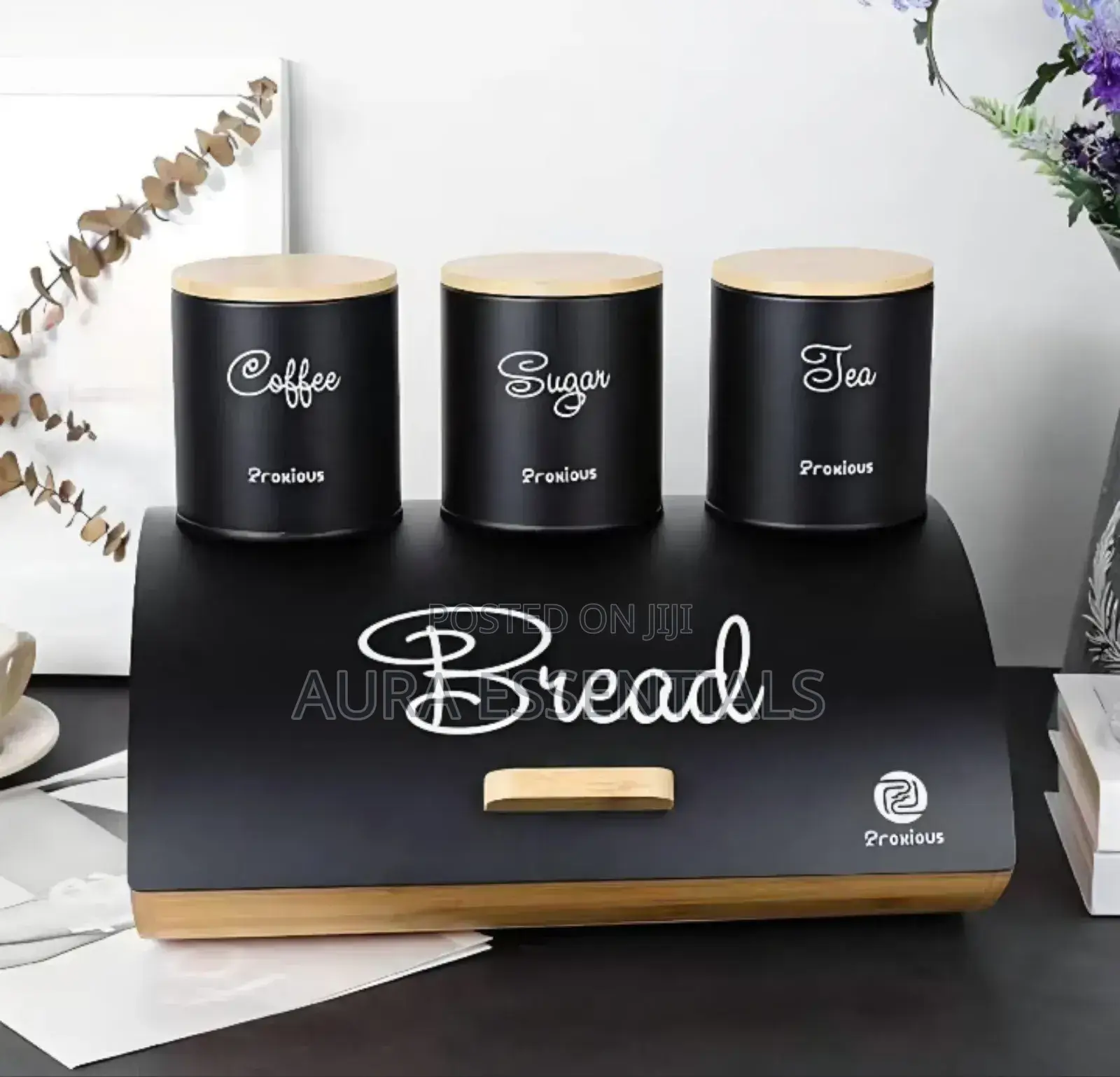 4pc Steel Bread Bin and Canister Set