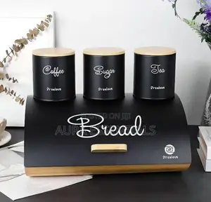 4pc Steel Bread Bin and Canister Set