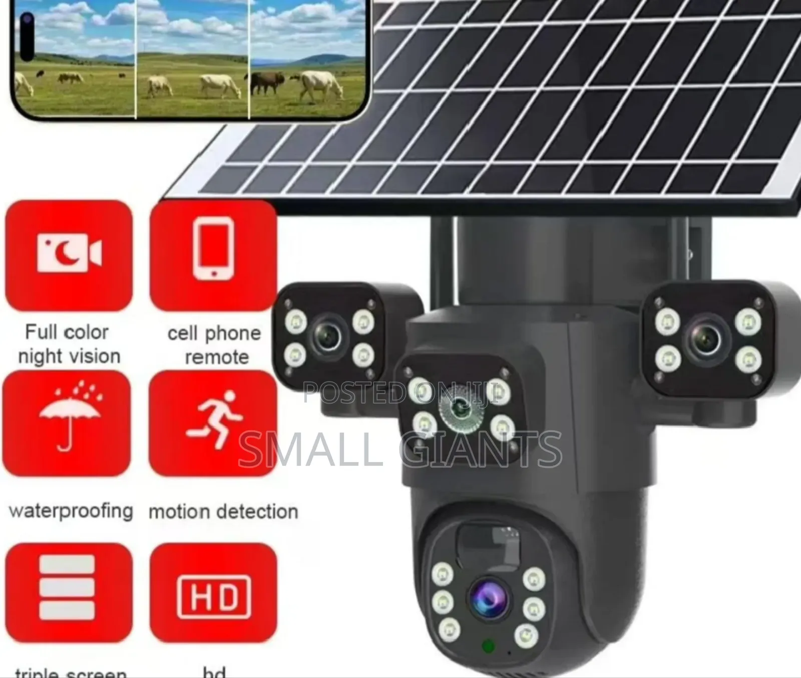 V380 Pro Solar-Powered Smart Alarm PTZ Security Camera System