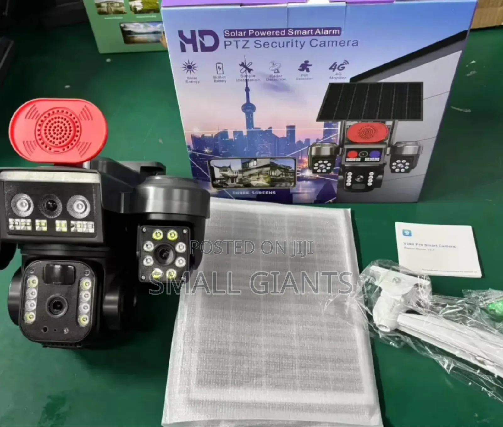 V380 Pro Solar-Powered Smart Alarm PTZ Security Camera System