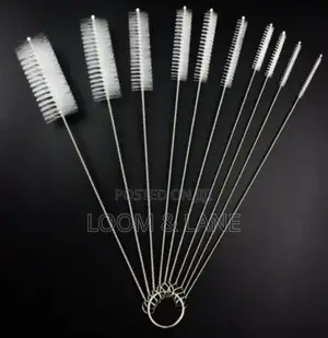 Set of Nylon and Stainless Steel Straw and Tube Cleaning Brushes