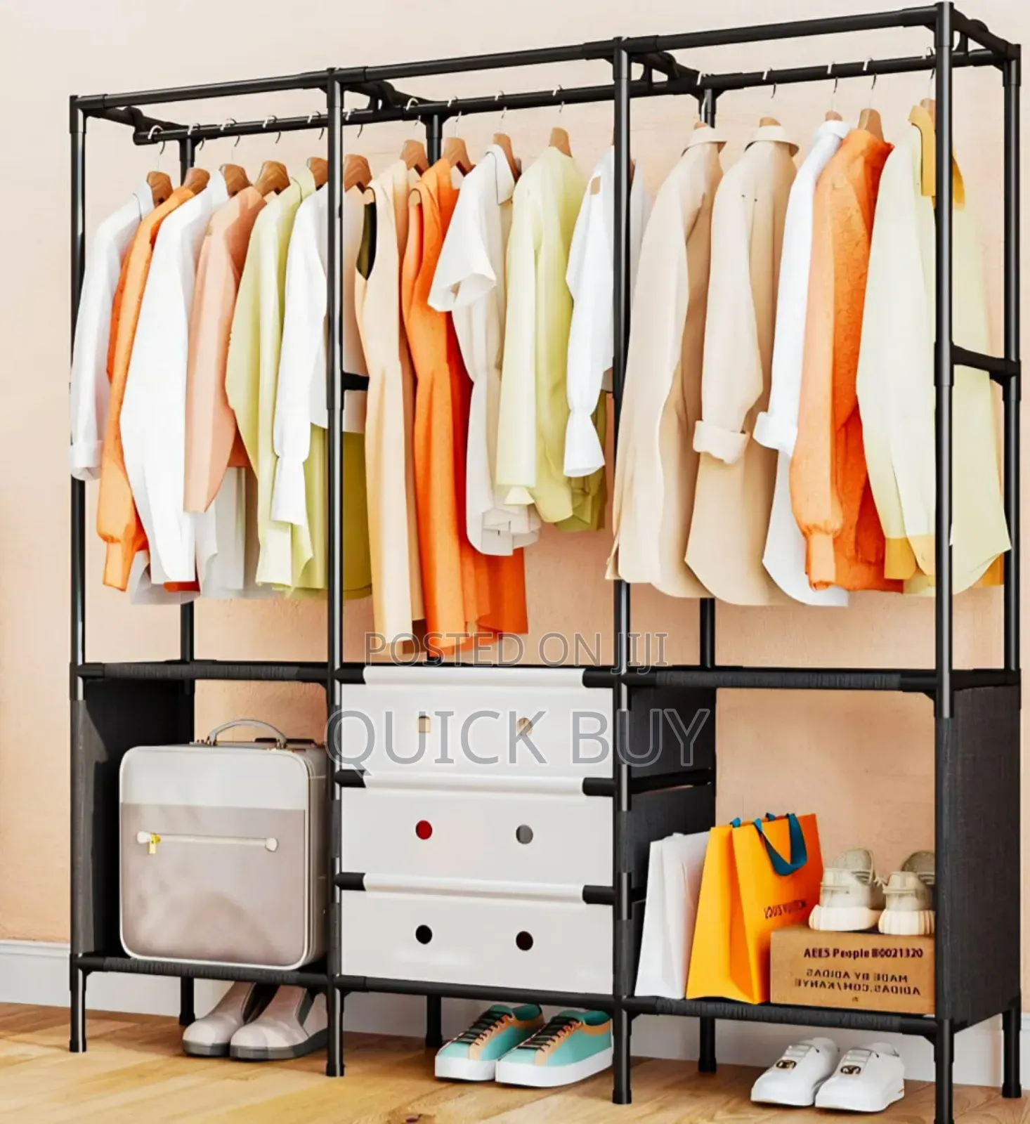 Freestanding Metal Garment Rack or Portable Closet