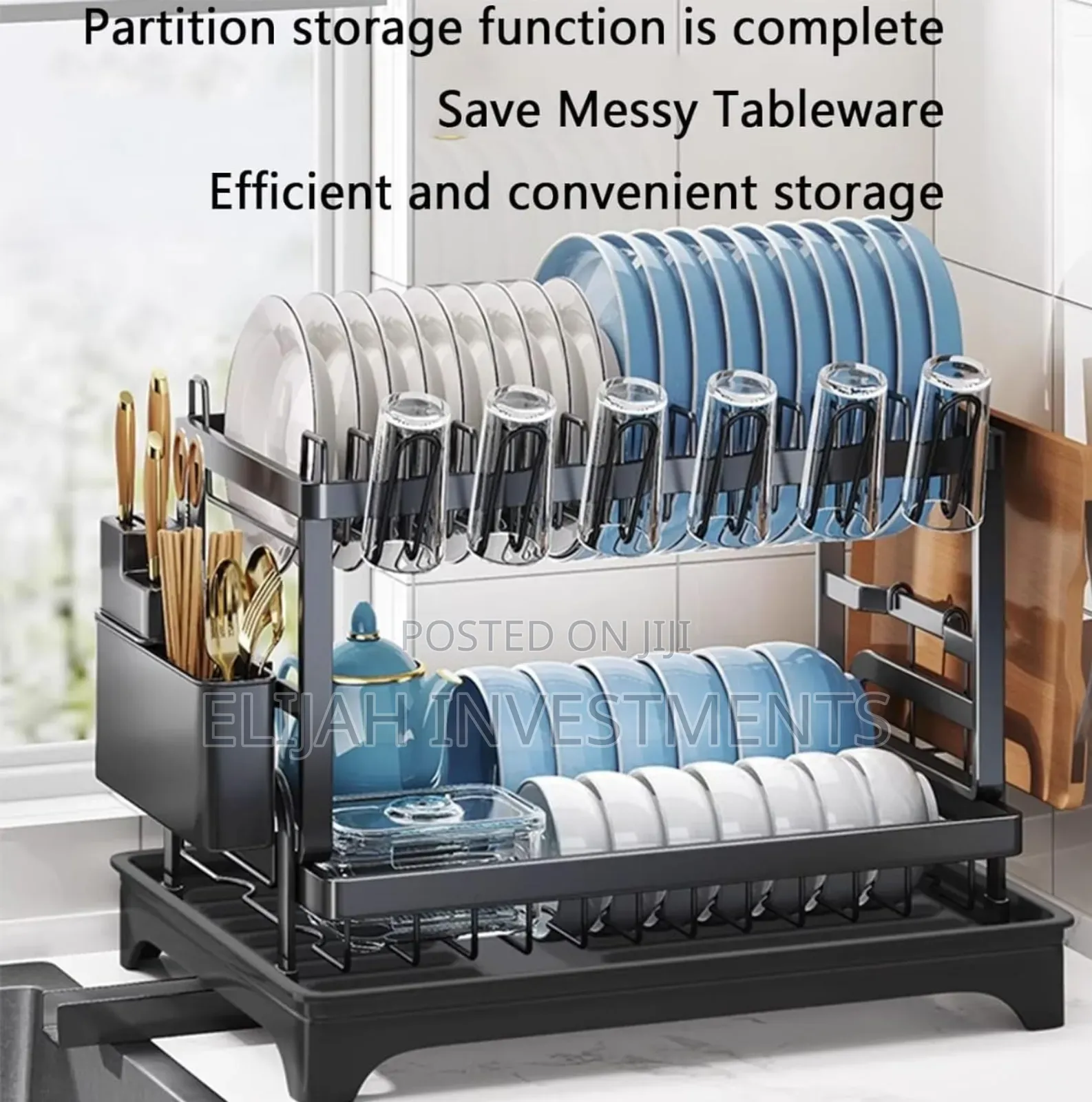 Convenient Folding Two-Tier Dish Drainer With a Removable Tray.