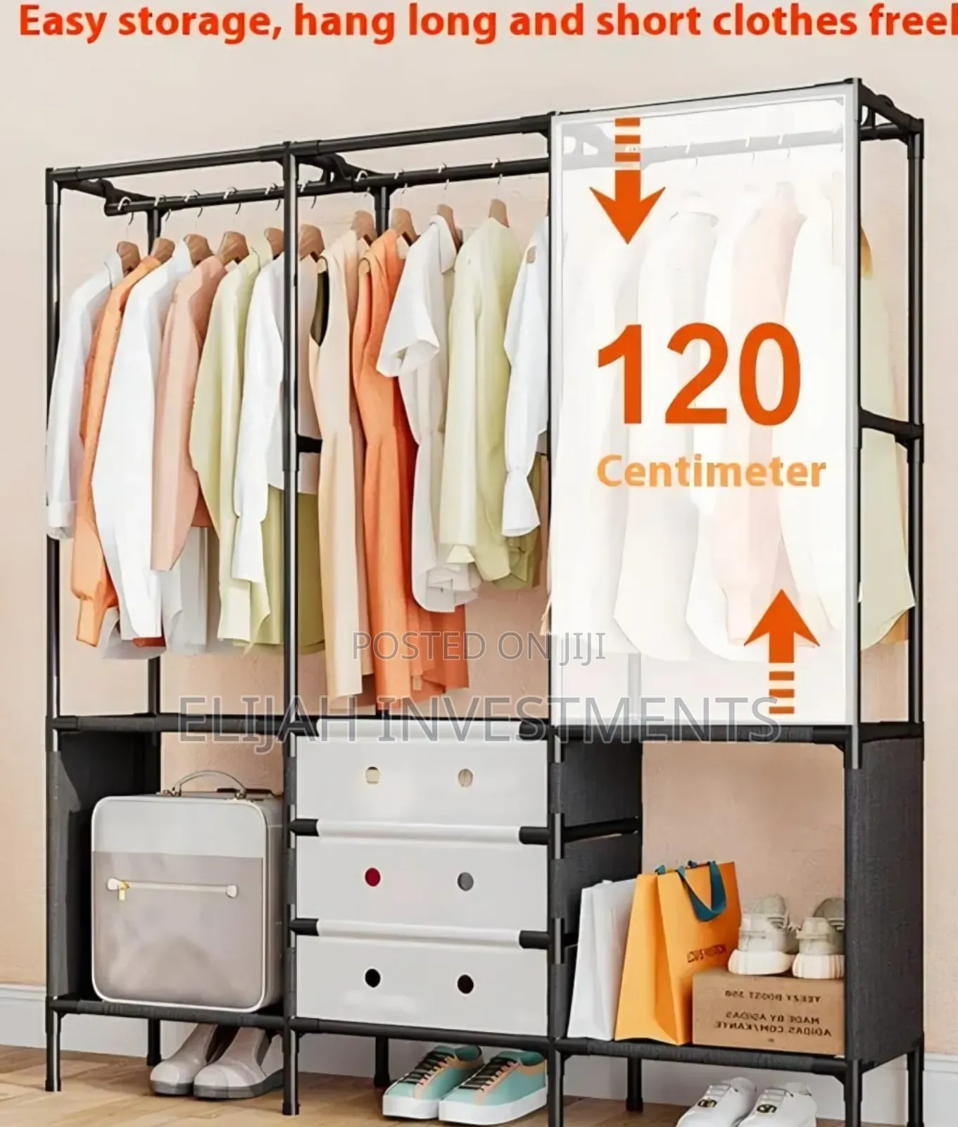 Freestanding Metal Garment Rack or Portable Closet
