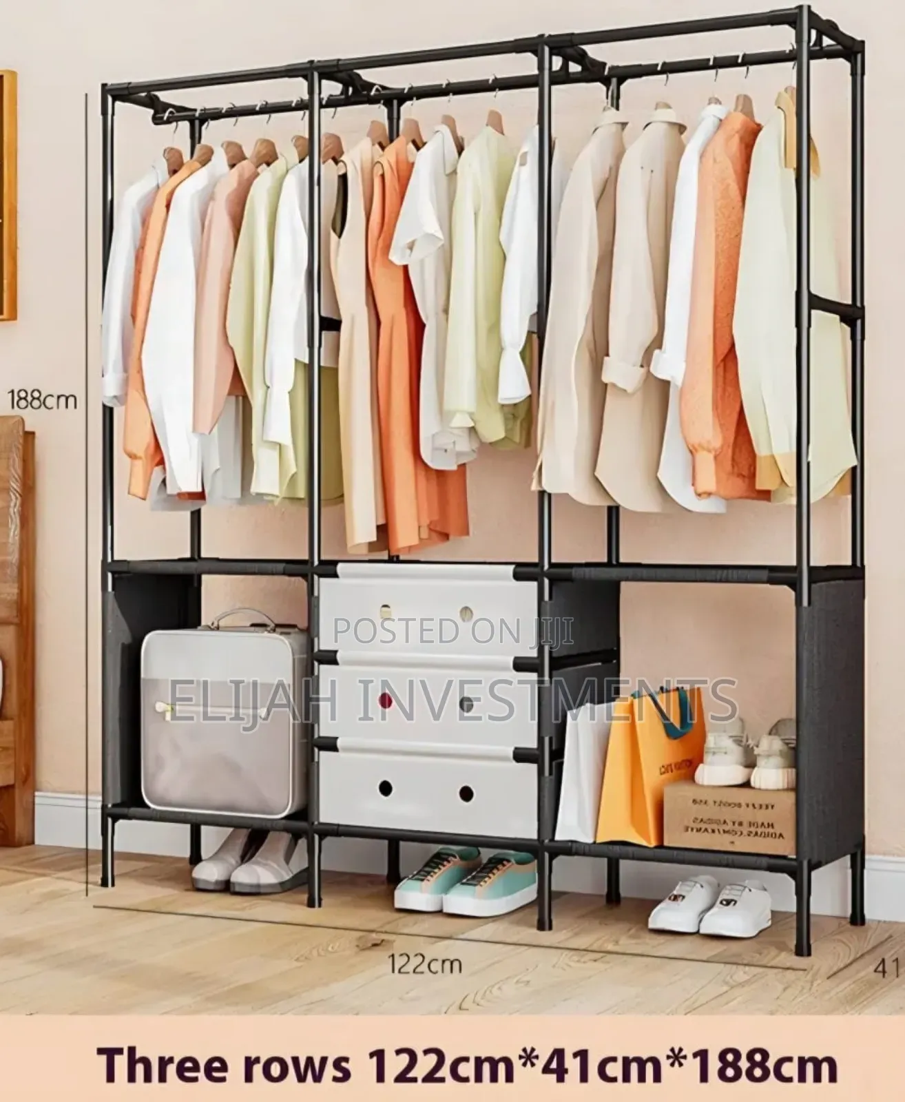 Freestanding Metal Garment Rack or Portable Closet