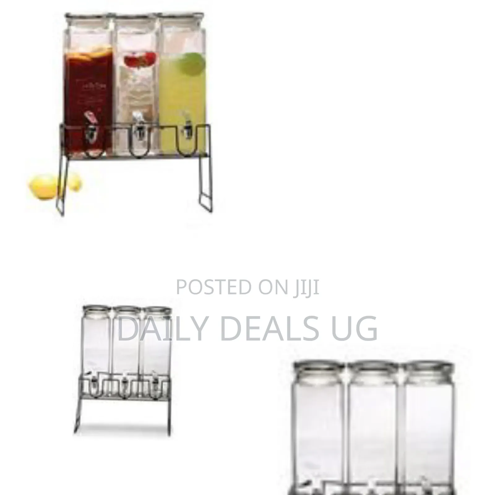 Triple Beverage Dispenser Set With a Metal Stand