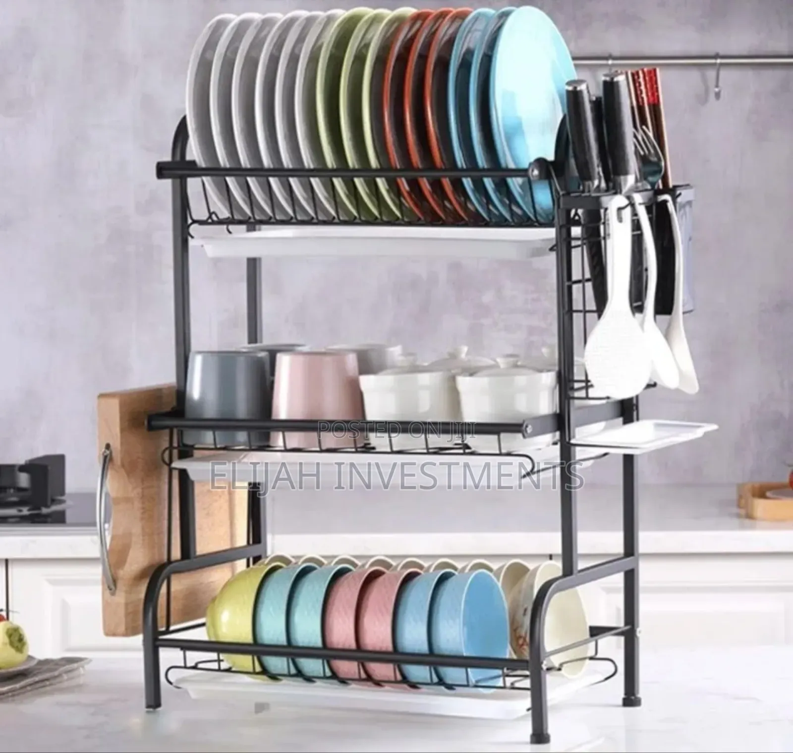 Three-tier Metal Dish Drying Rack.