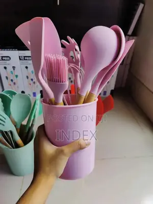 Silicone Kitchen Tool Set, 12 Pieces, Spoons, Spatulas, Tongs