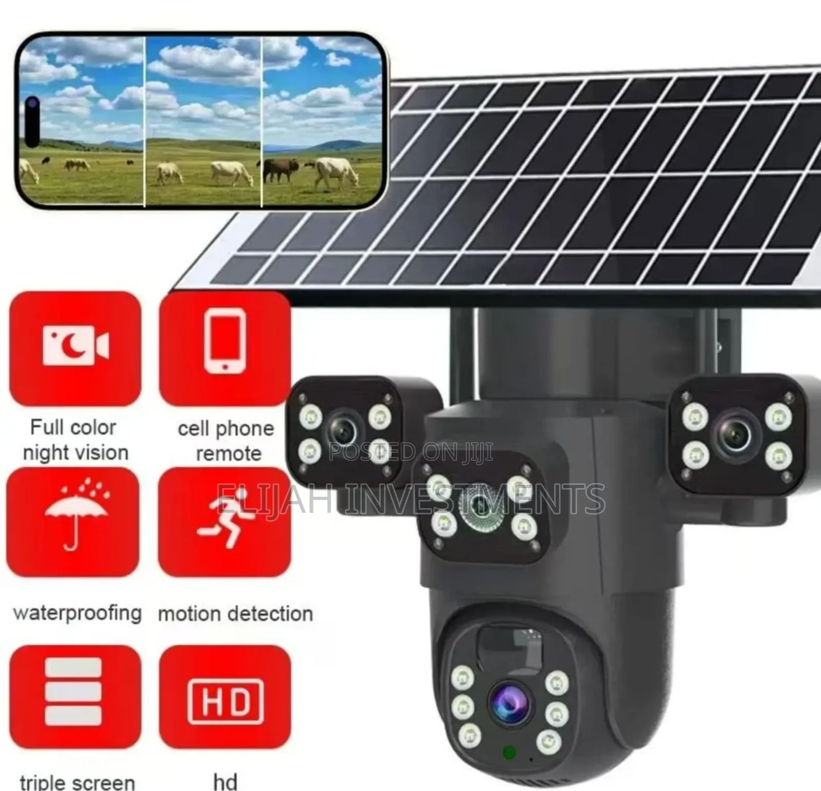 V380 Pro Solar-Powered Smart Alarm PTZ Security Camera System