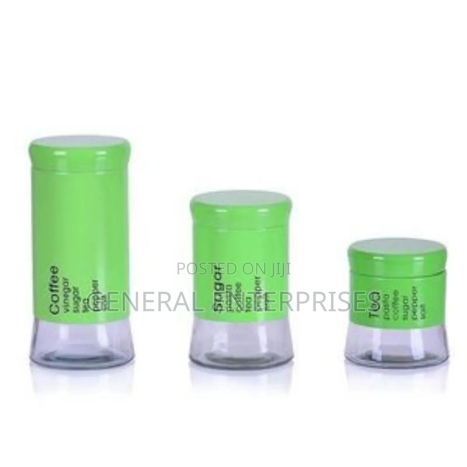 3-Piece Green Glass Kitchen Canisters