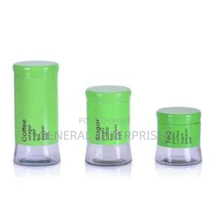 3-Piece Green Glass Kitchen Canisters