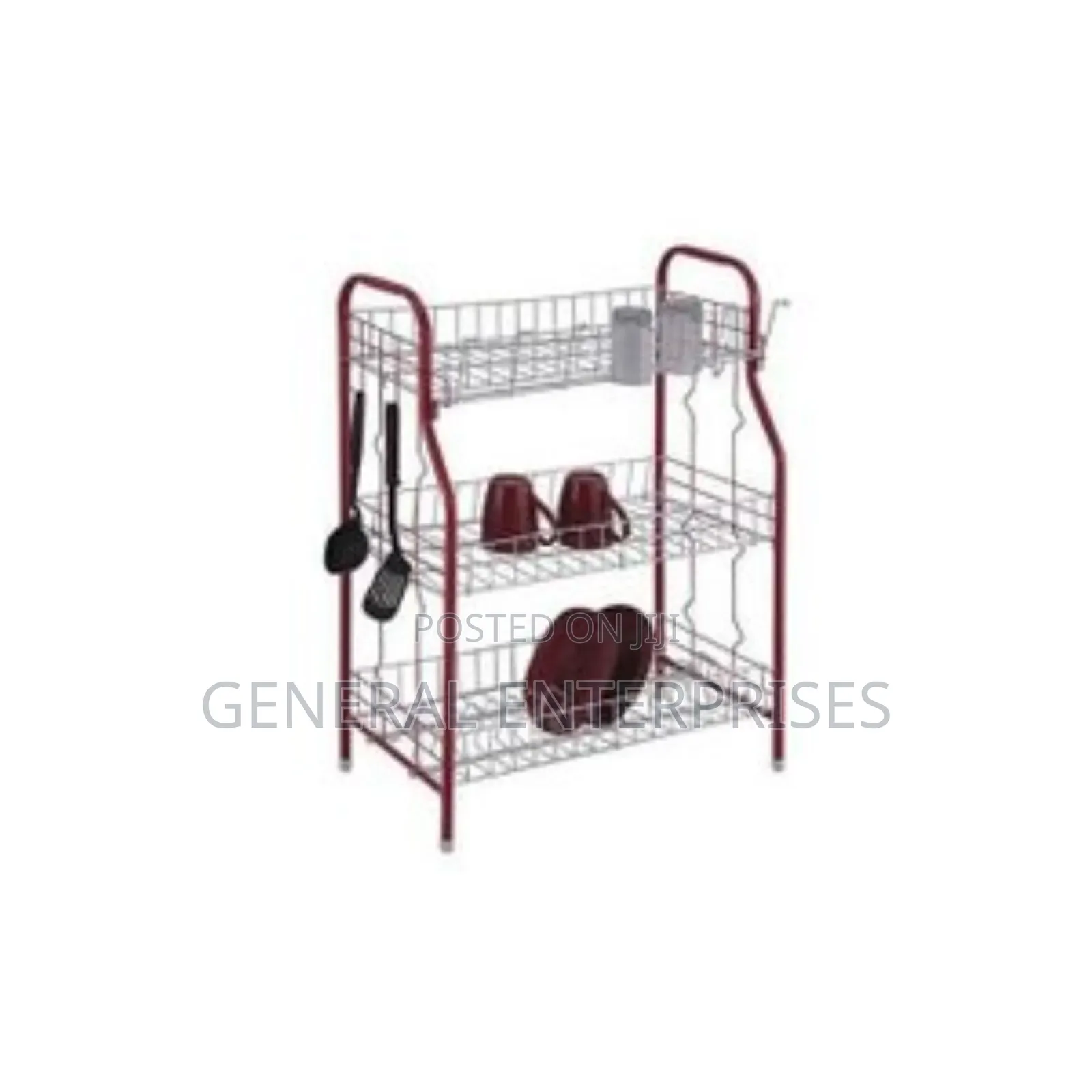 A 3-Tier Stainless Steel Dish Drainer Storage Rack,
