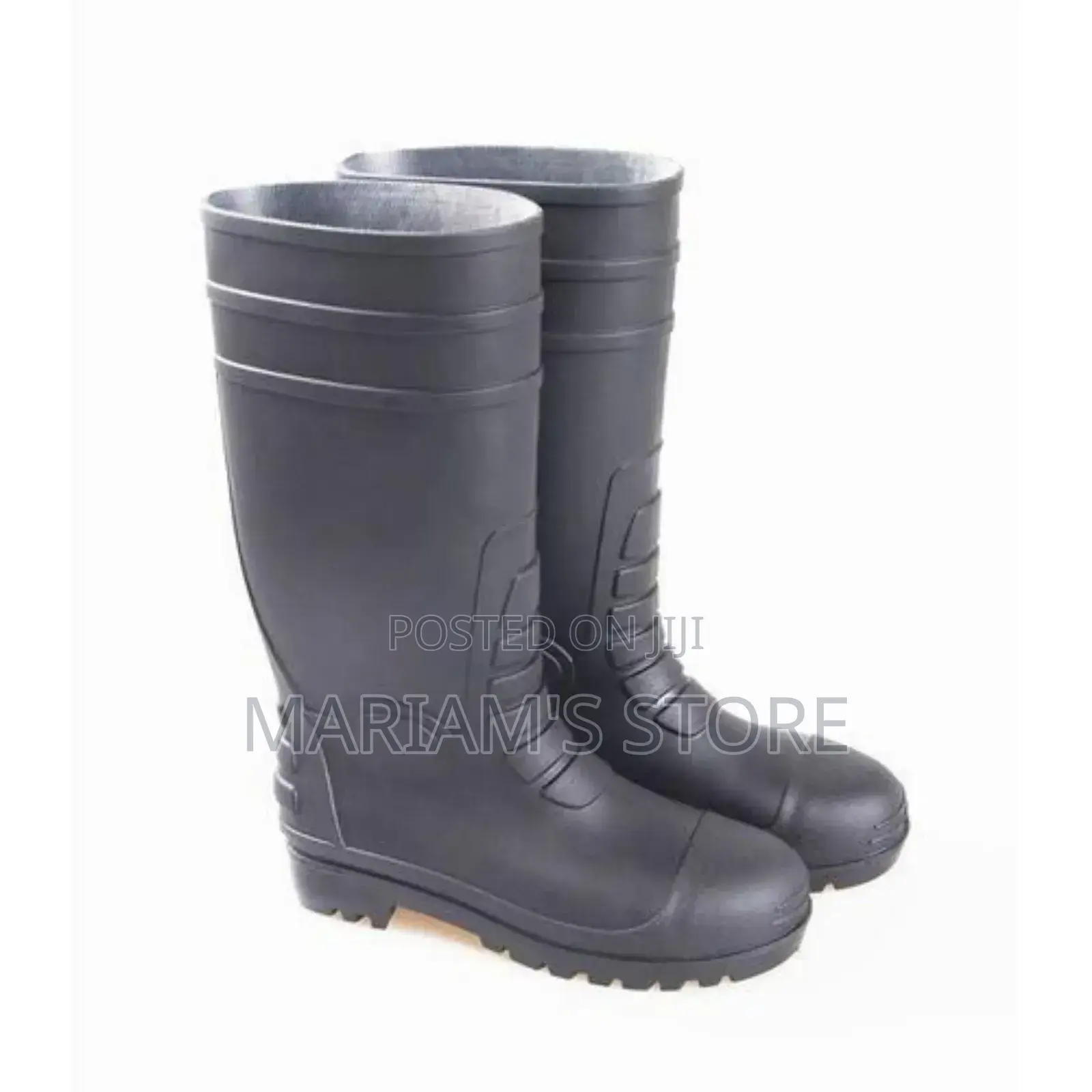 Safety Construction and Factory Gumboots With Steel Toe - Black