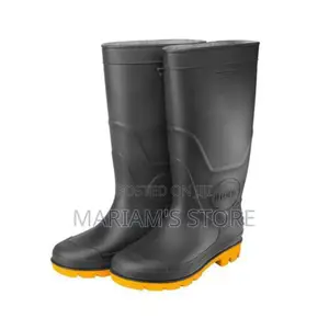 Safety Construction and Factory Gumboots With Steel Toe - Black