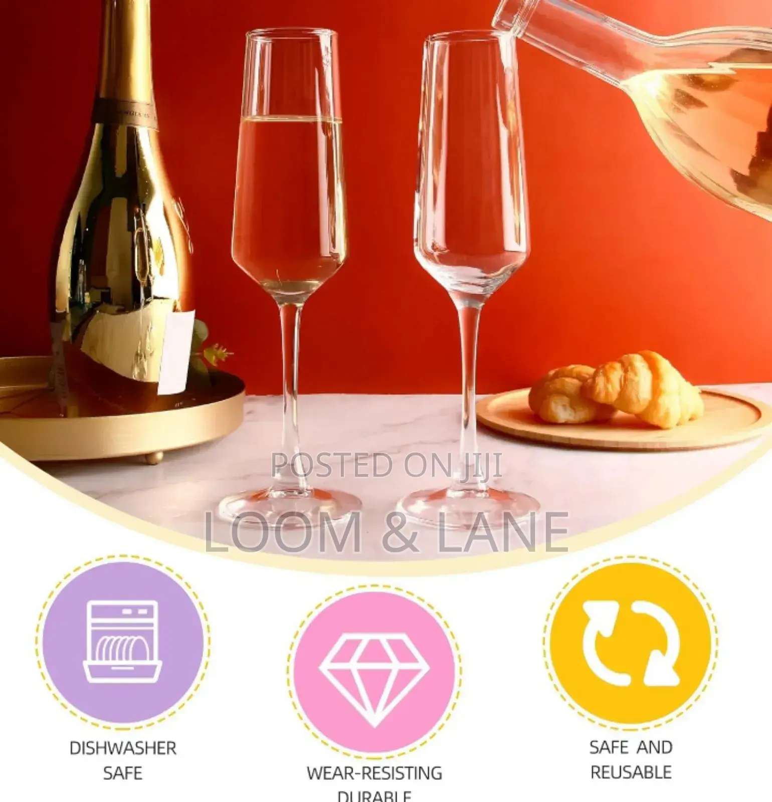 6pcs Elegant Champagne Flutes/Champagne Glasses