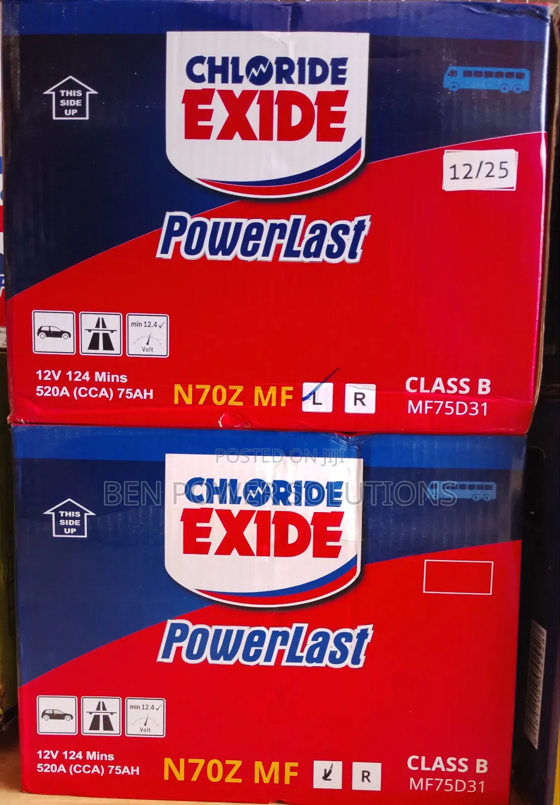 N70z/75ah Chloride Exide Mf Car Battery