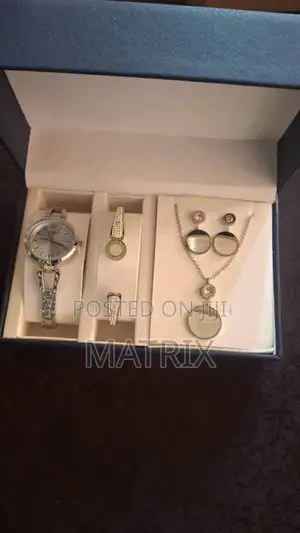 Women's Stainless Steel Watch and Gift Jewelry Set