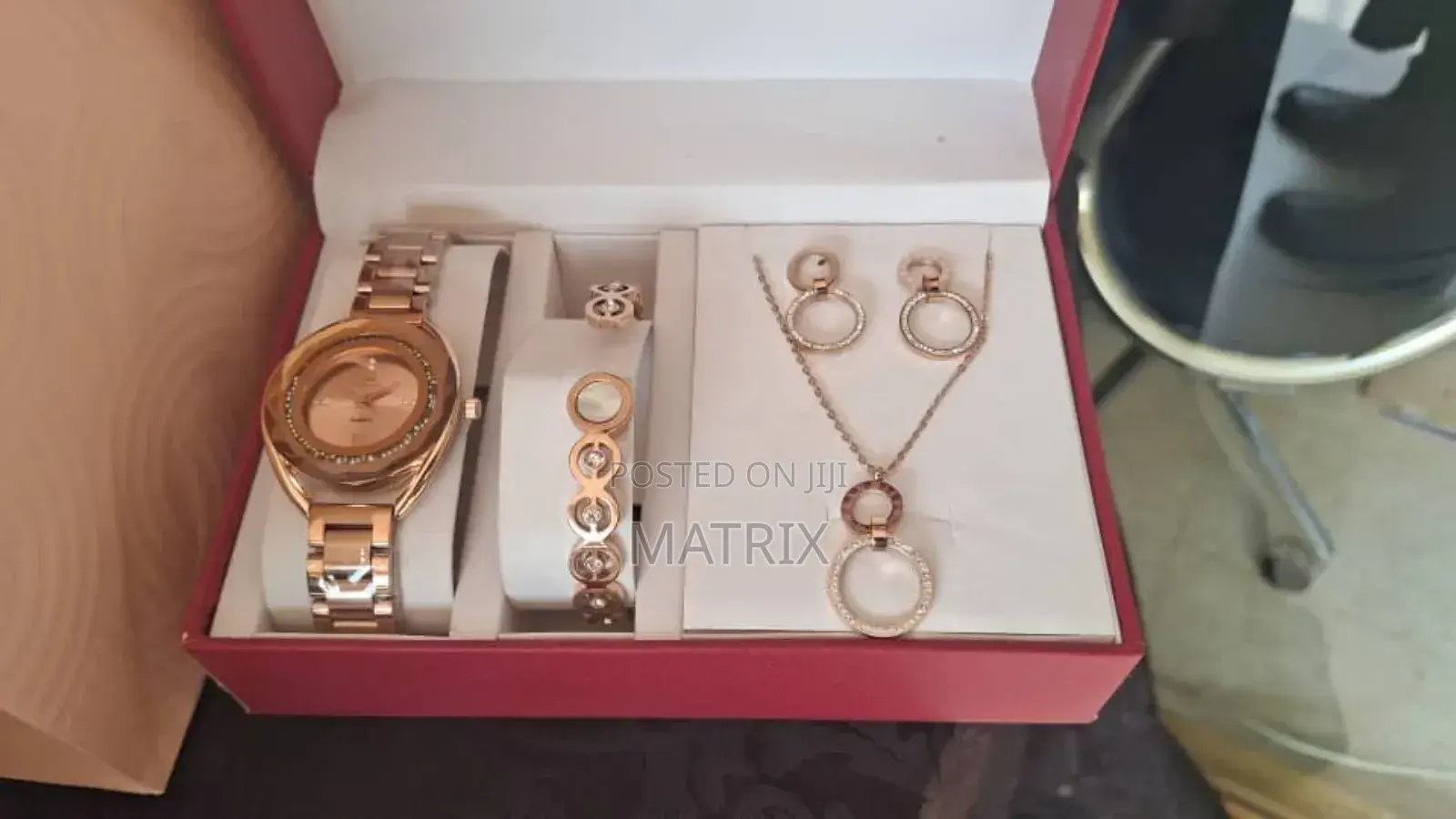 Women's Stainless Steel Watch and Gift Jewelry Set
