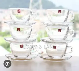 Elegant Clear Glass Tea or Coffee Cups With Matching Saucers