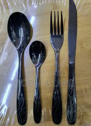 24pcs Black Stainless Steel Cutlery Set
