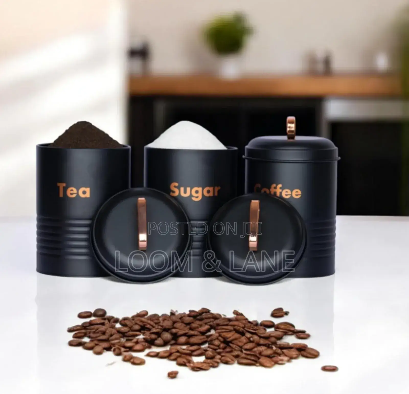 3pcs Kitchen Metallic Storage Canisters