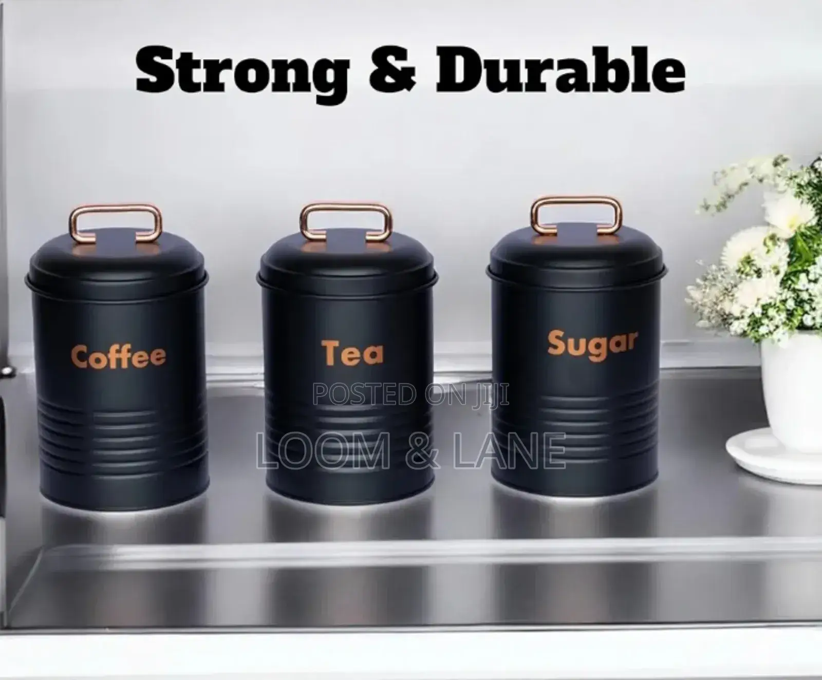 3pcs Kitchen Metallic Storage Canisters