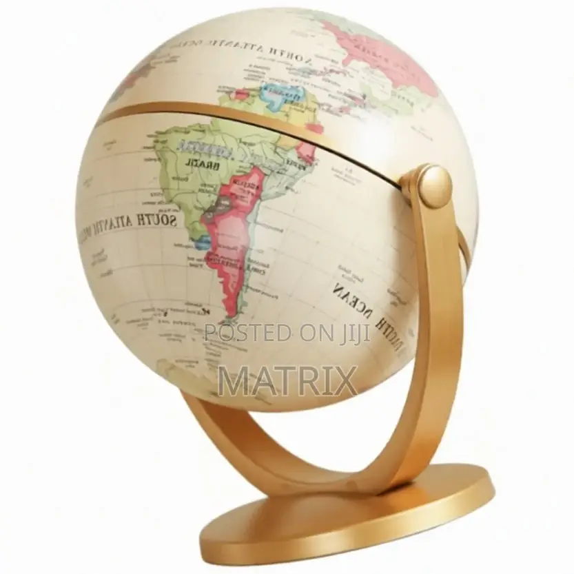 10cm World Globe Stand + World Map Detailed Education Swivel