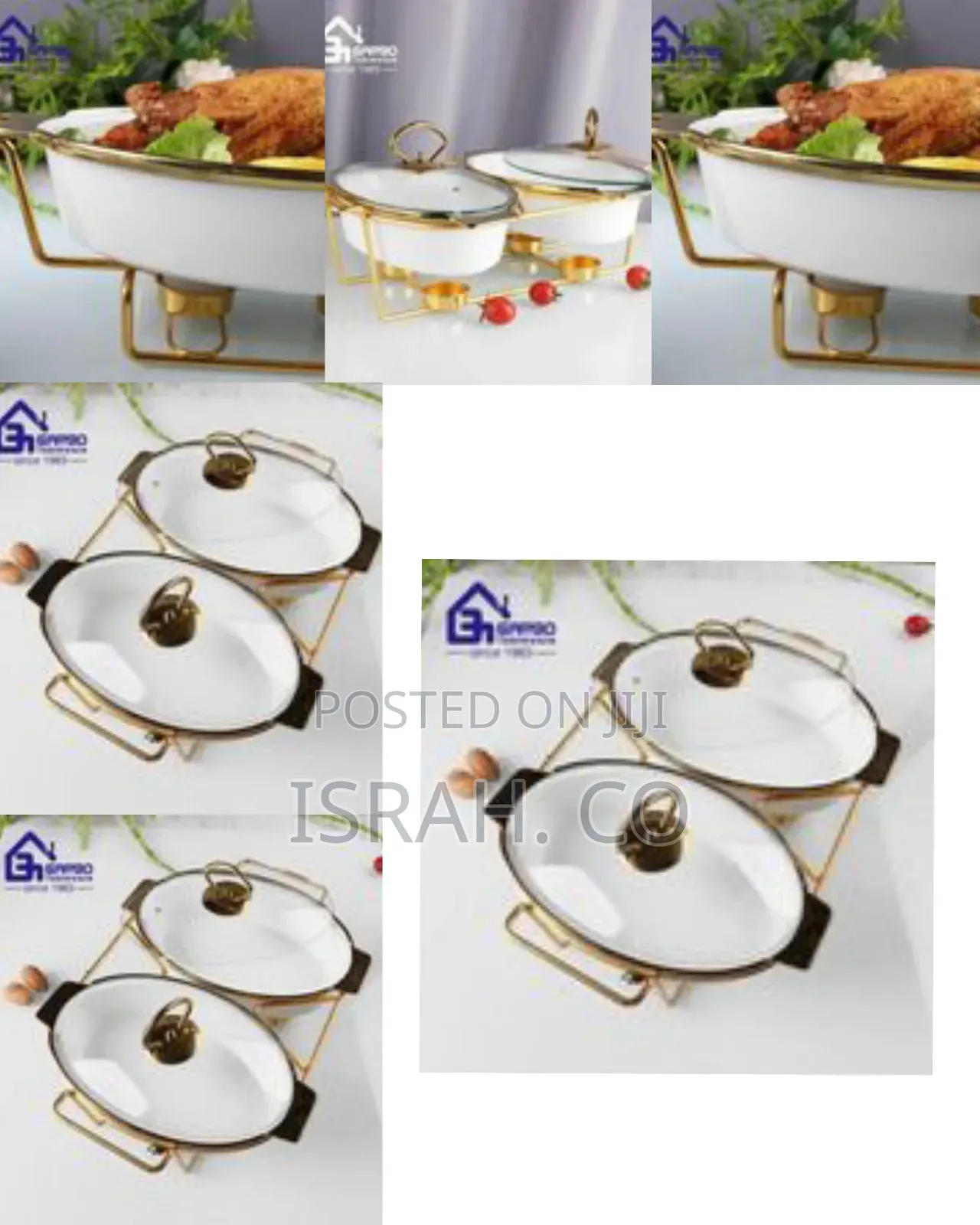 Garbo Tableware Double Ceramic Chafing Dish Buffet Warmer Set