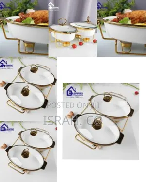 Garbo Tableware Double Ceramic Chafing Dish Buffet Warmer Set