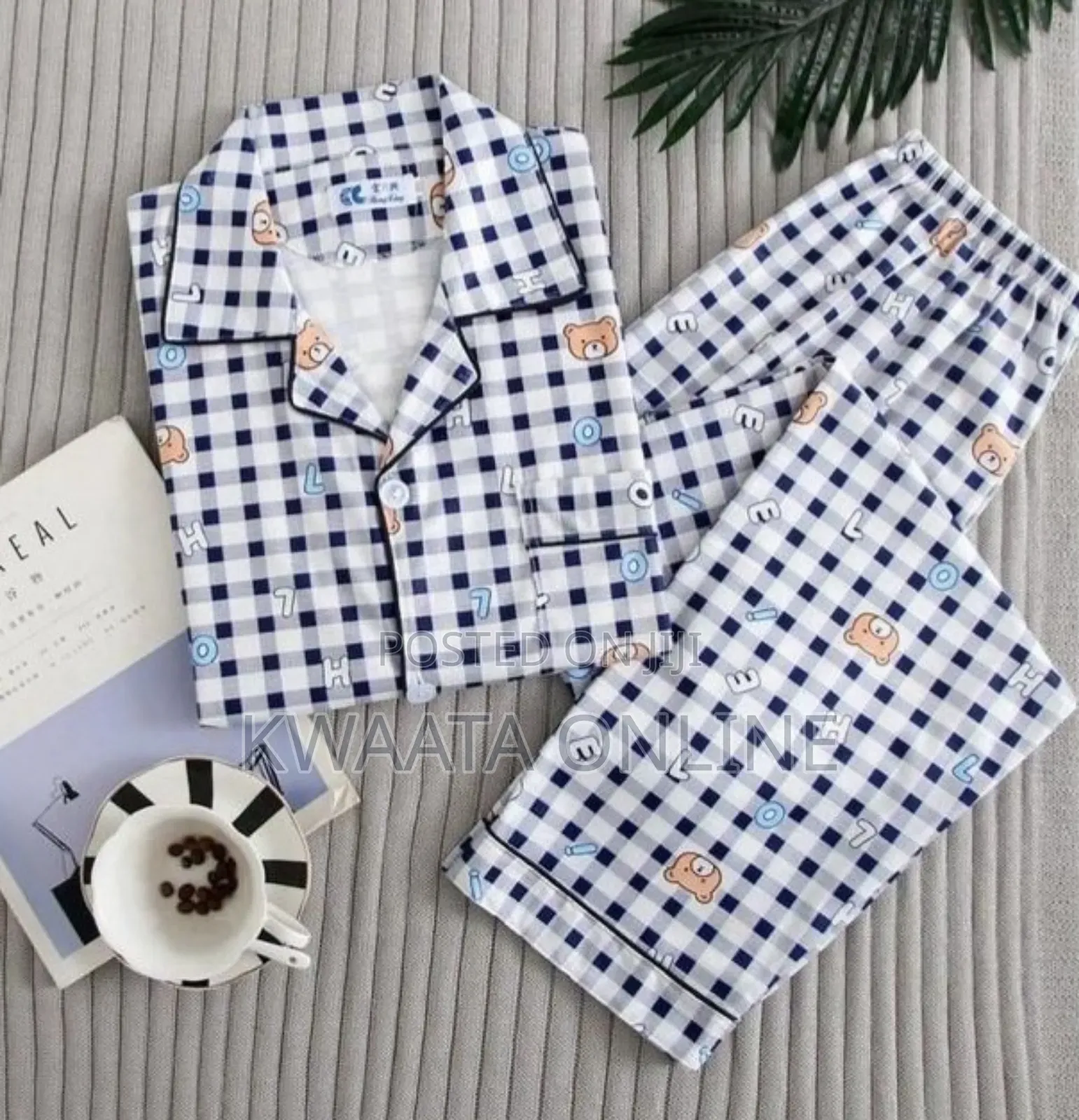 Men's Pajamas Set Warm Cotton Plaid Sleepwear