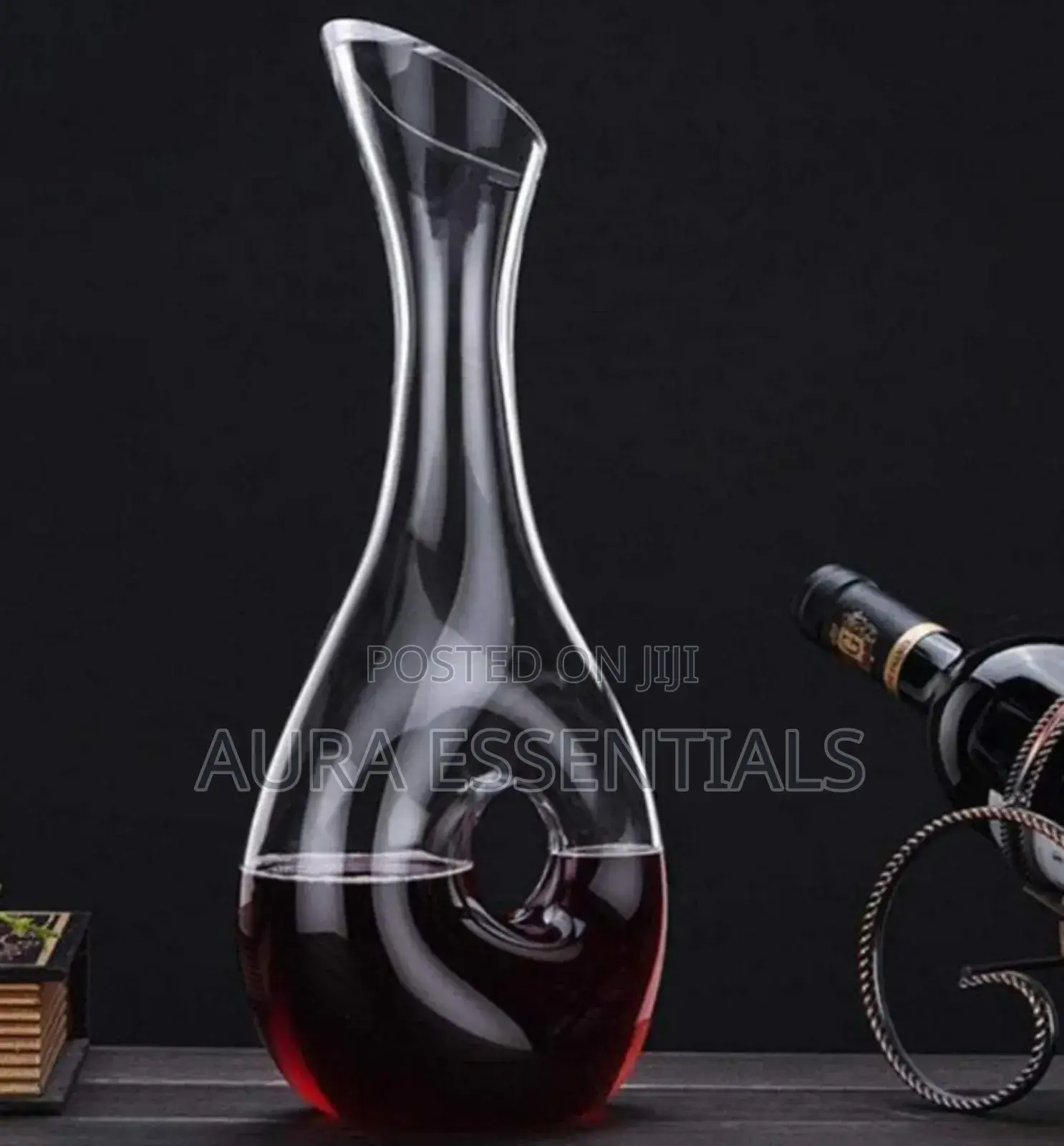 Unique Hand-Blown, Lead-Free Crystal Glass Wine Decanter