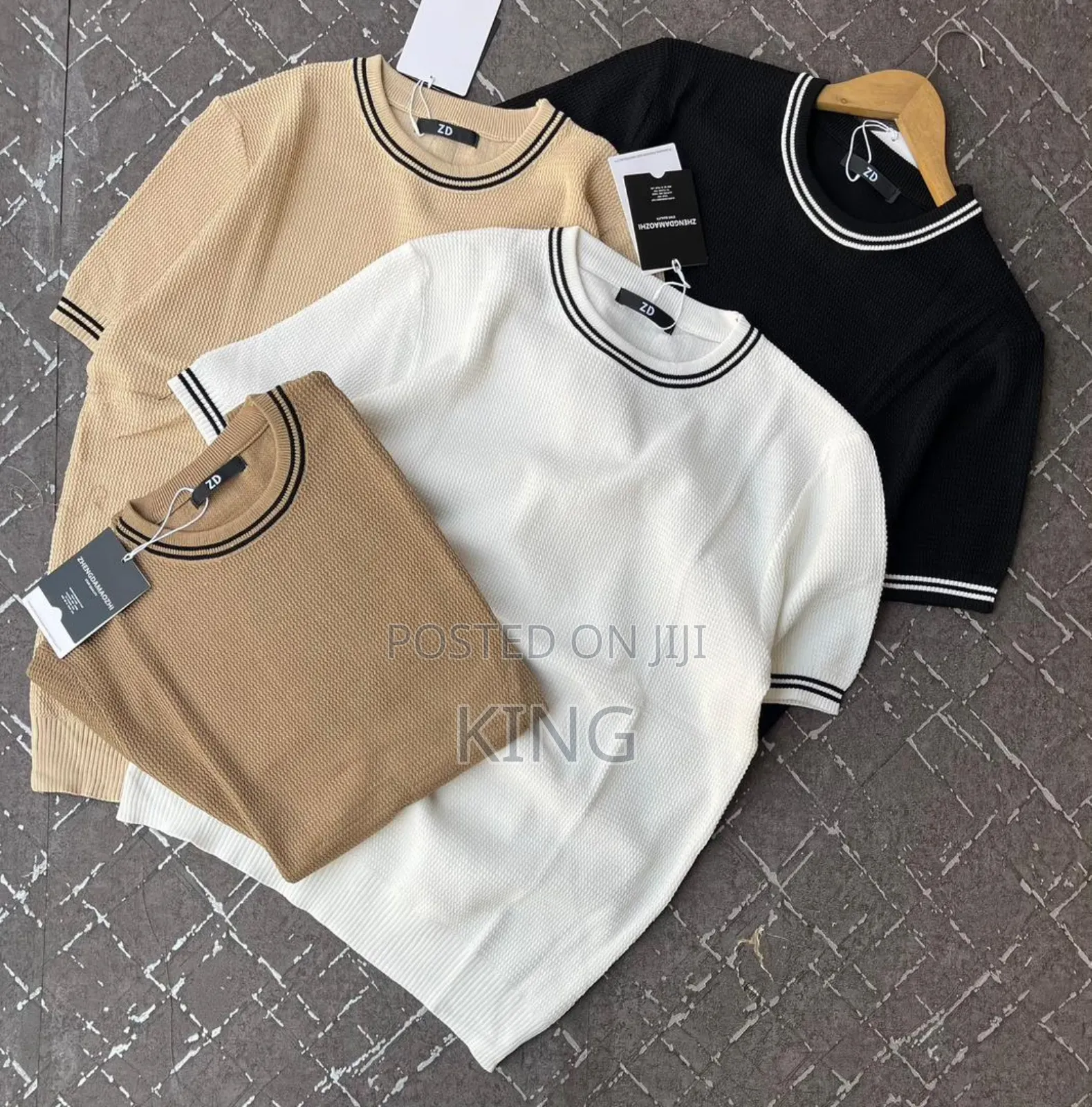 Ribbed Knit Cotton T-Shirt