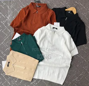Quad Zip Short-Sleeve Knitted Polo Shirt