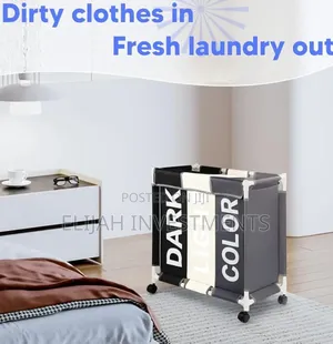 3-Section Laundry Sorter With a PVC Pipe Frame and Wheels.