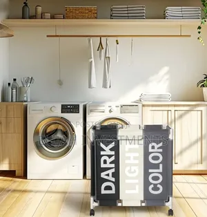 3-Section Laundry Sorter With a PVC Pipe Frame and Wheels.