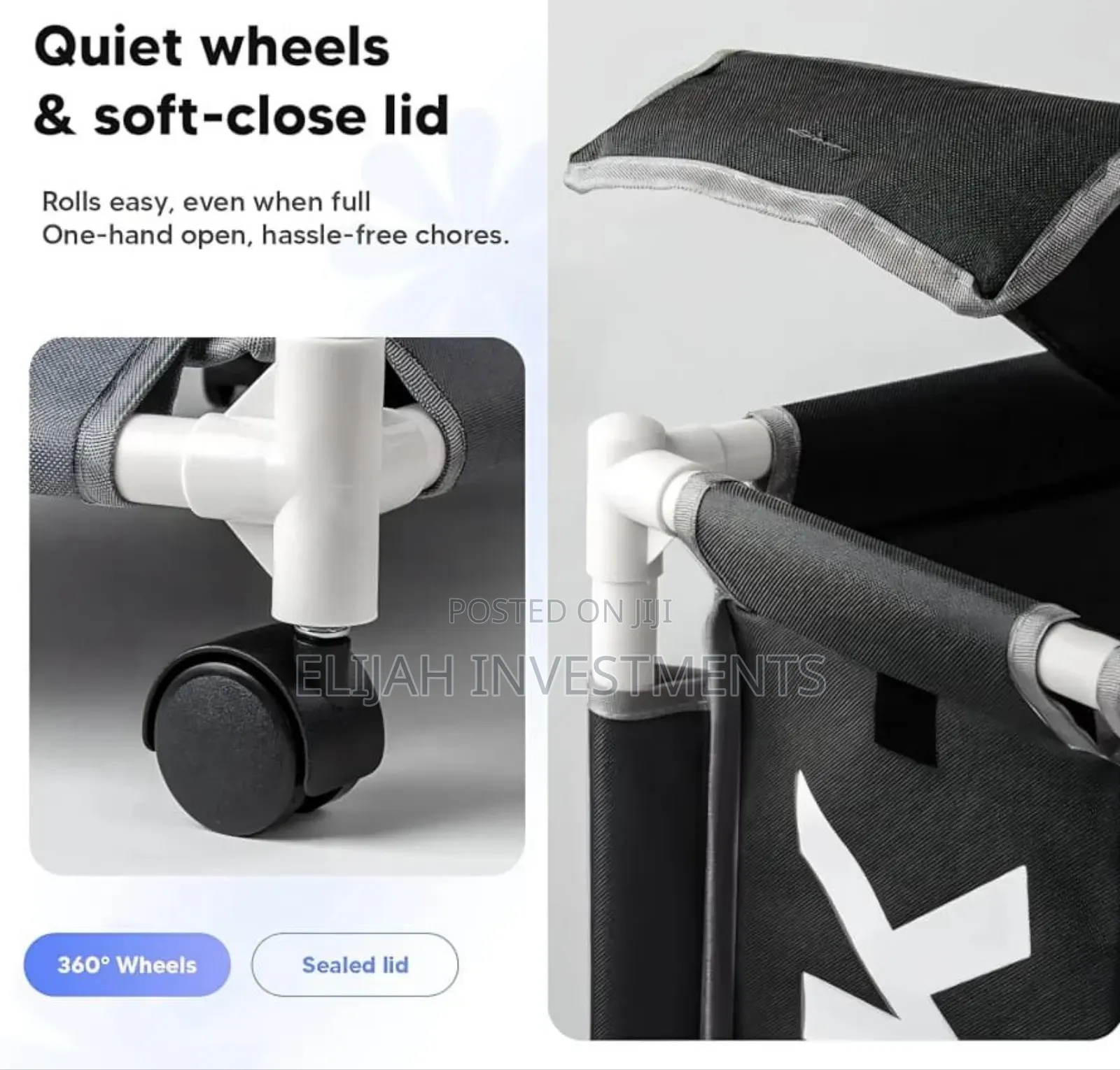 3-Section Laundry Sorter With a PVC Pipe Frame and Wheels.