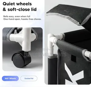 3-Section Laundry Sorter With a PVC Pipe Frame and Wheels.