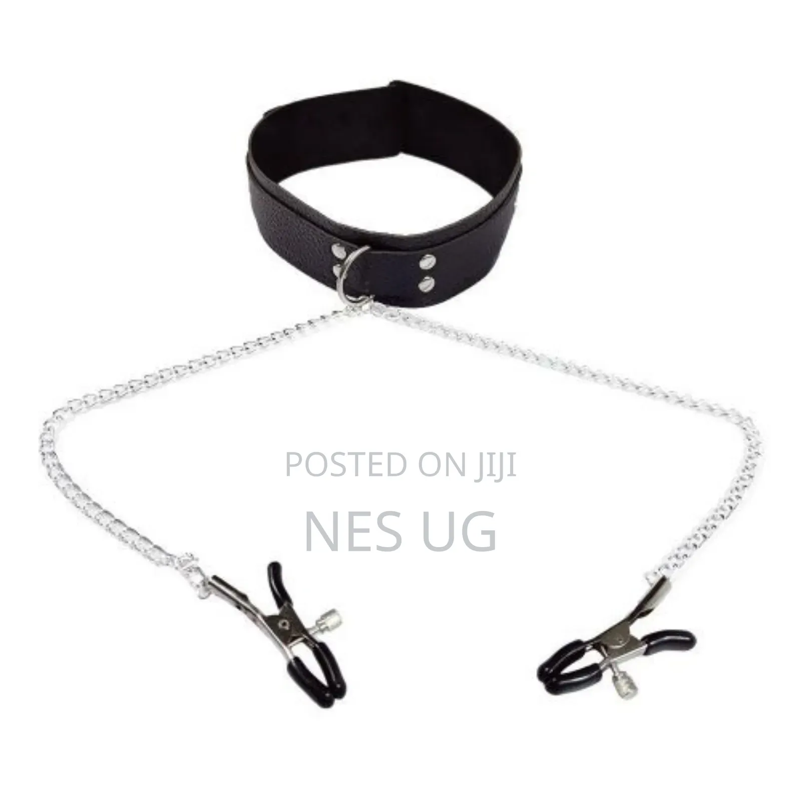 Erotic Leather Collar Necklace With Nipple Clamps Breast Chain Sex Toy