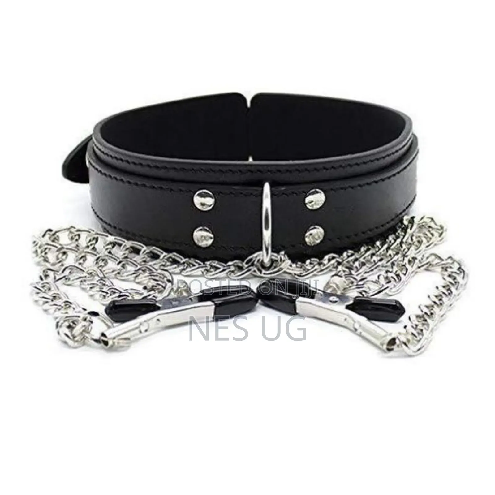 Erotic Leather Collar Necklace With Nipple Clamps Breast Chain Sex Toy