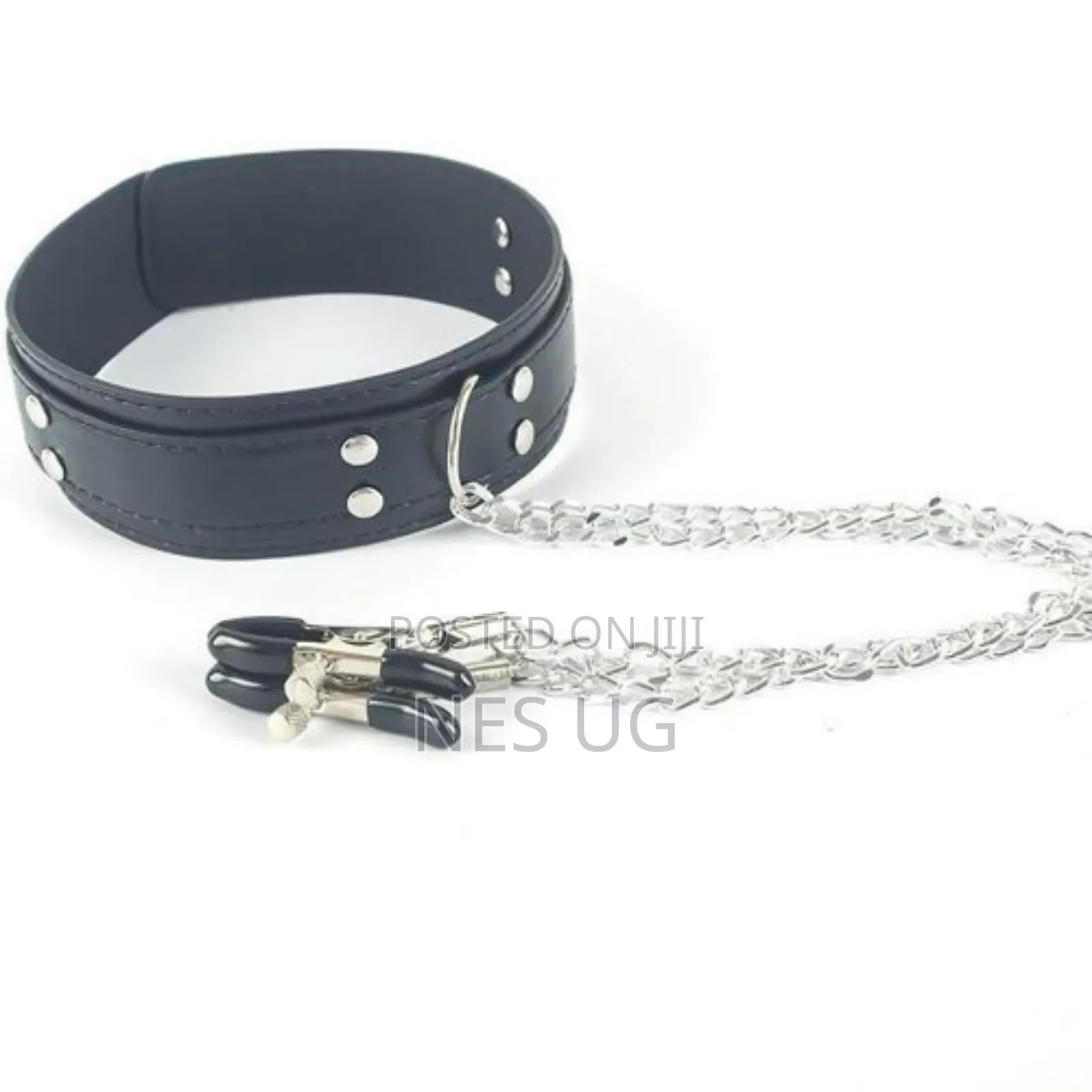 Erotic Leather Collar Necklace With Nipple Clamps Breast Chain Sex Toy