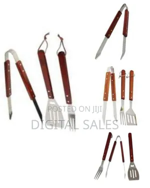3-Piece Wooden-Handled Barbecue Grilling Tool Set
