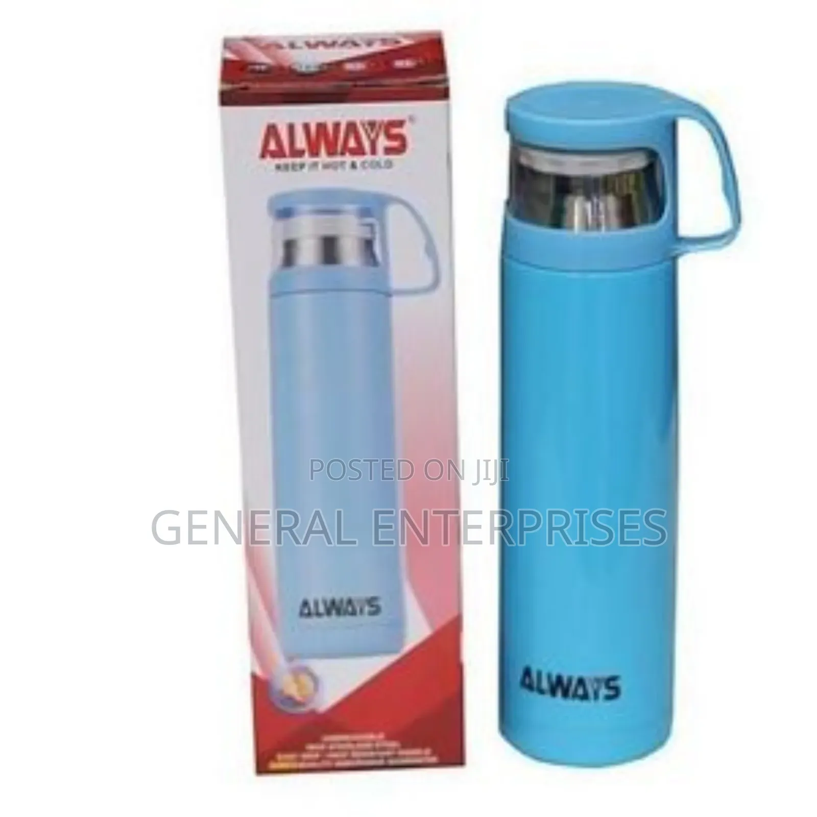 An Always Brand Temperate 0.5-Litre Unbreakable Vacuum Flask in Blue.