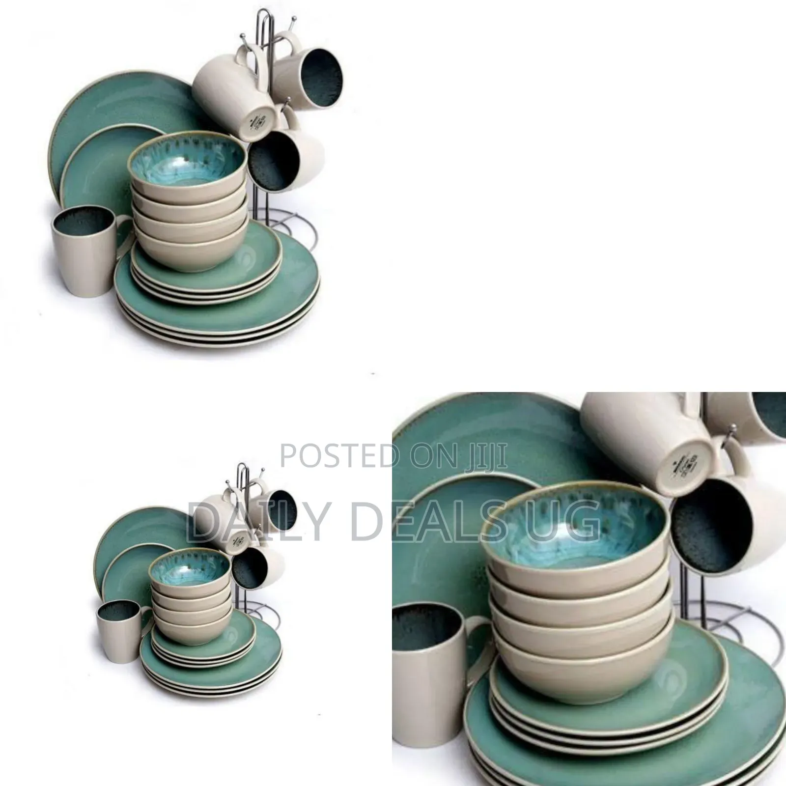 16-Piece Turquoise Stoneware Dinnerware Set